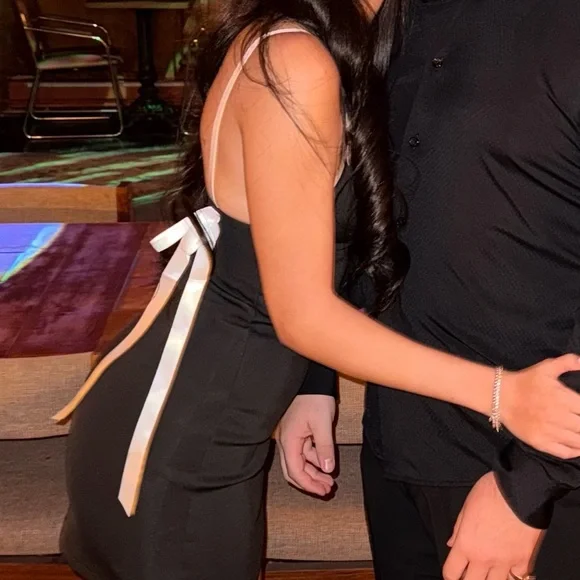 REVOLVE Black Mini Dress with White Accents - Picture 3 of 3